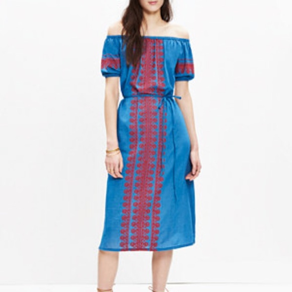 Madewell embroidered midi dress
